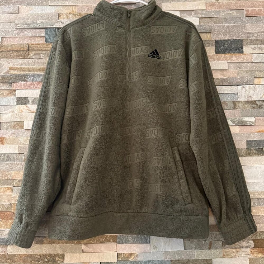 Adidas‎ Boys Green Fleece Pullover Excellent Condition Size L